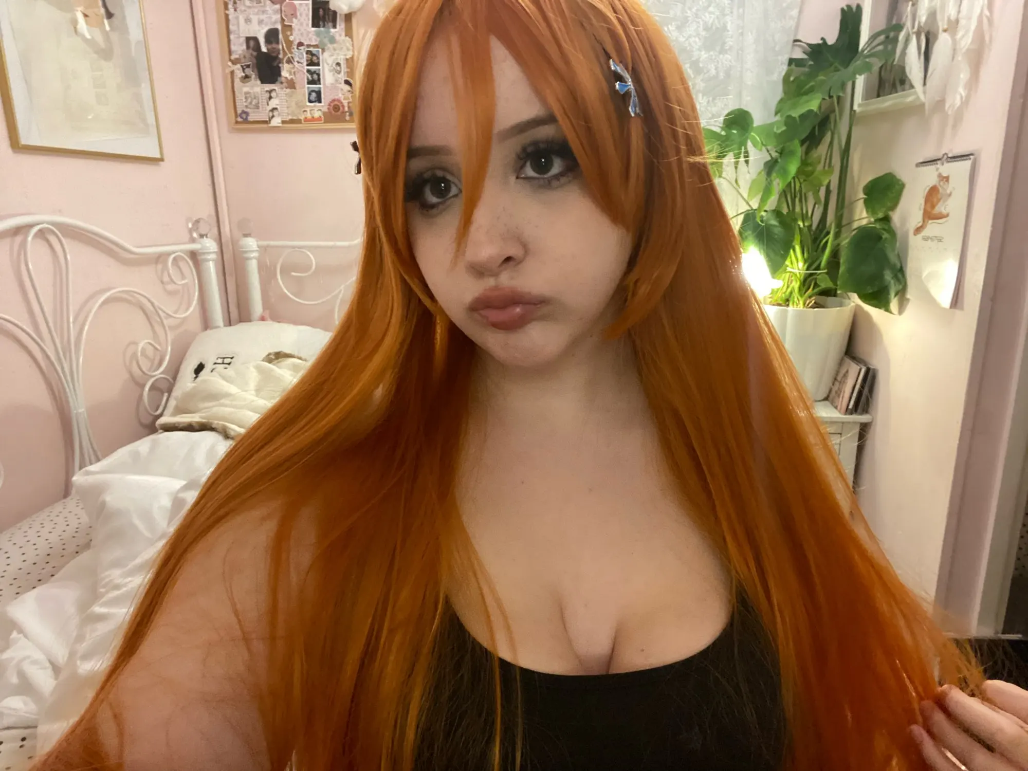 Foto de un comprador: Peluca naranja larga de Orihime para tu cosplay de Bleach