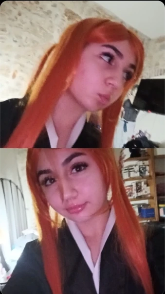 Foto de un comprador: Peluca naranja larga de Orihime para tu cosplay de Bleach