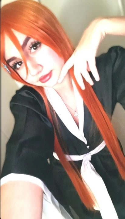 Foto de un comprador: Peluca naranja larga de Orihime para tu cosplay de Bleach