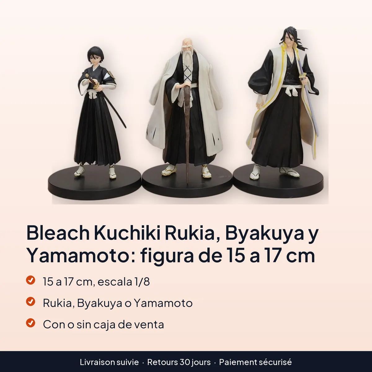 Bleach Kuchiki Rukia, Byakuya y Yamamoto: figura de 15 a 17 cm : 15 a 17 cm, escala 1/8, rukia, byakuya o yamamoto, con o sin caja de venta