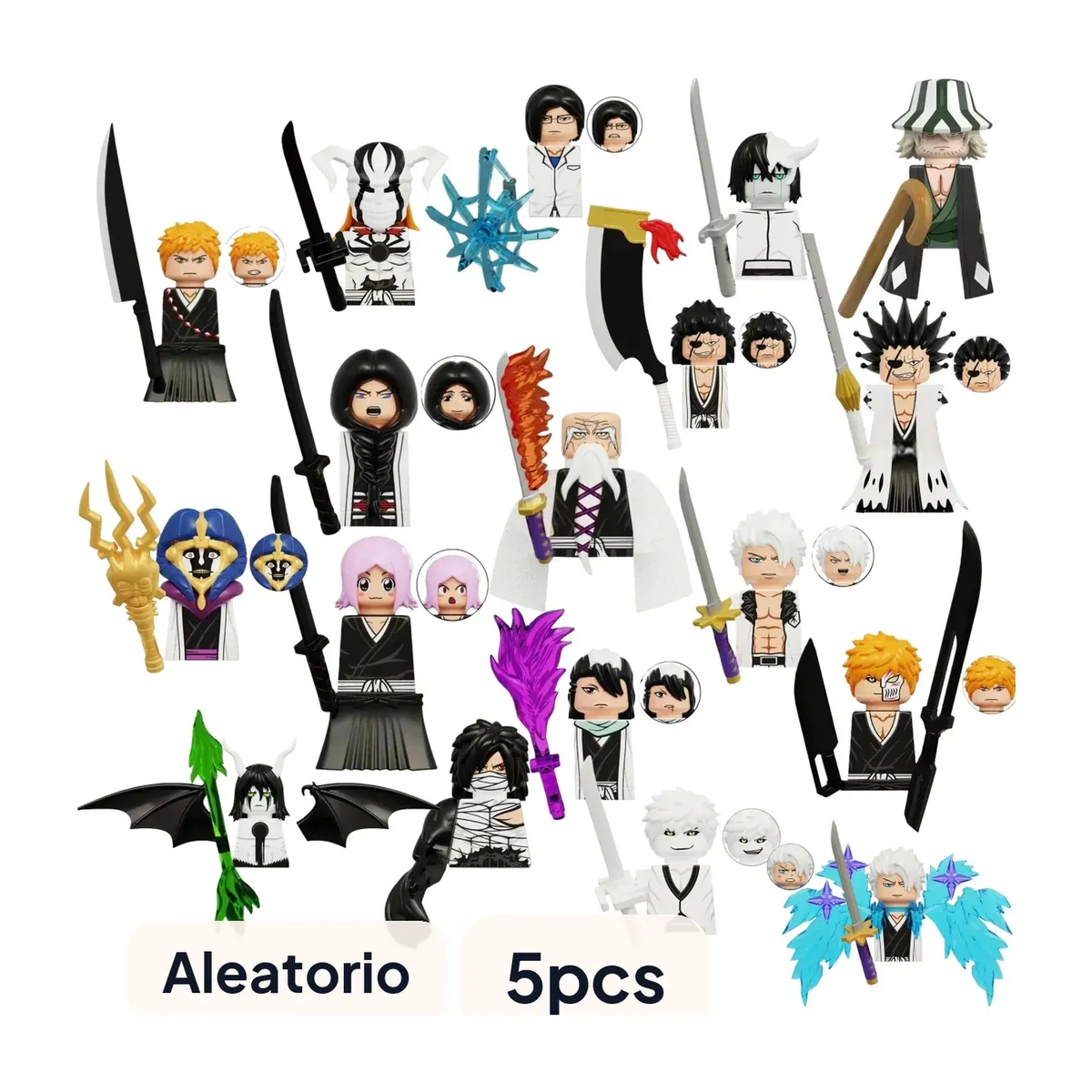 Caja sorpresa de bloques de construcción: mini figura de Bleach – aleatoria, lote de 5