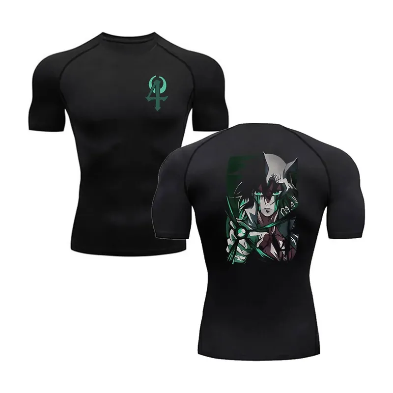 Playera deportiva de Bleach con diseños en negro – Poliéster de manga corta