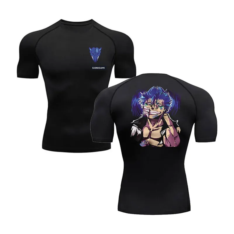 Playera deportiva de Bleach con diseños en negro – Cuídala a mano