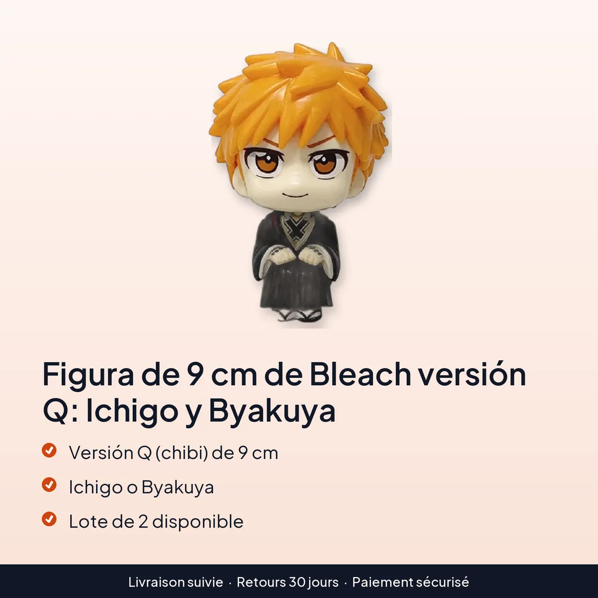 Figura de 9 cm de Bleach versión Q: Ichigo y Byakuya : versión q (chibi) de 9 cm, ichigo o byakuya, lote de 2 disponible