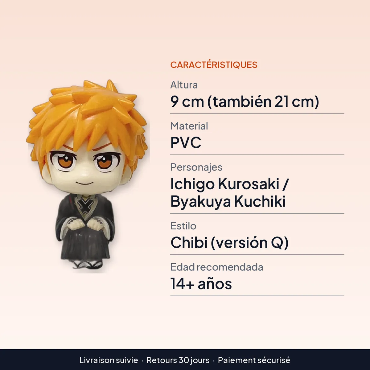 Figura de 9 cm de Bleach versión Q: Ichigo y Byakuya : caractéristiques