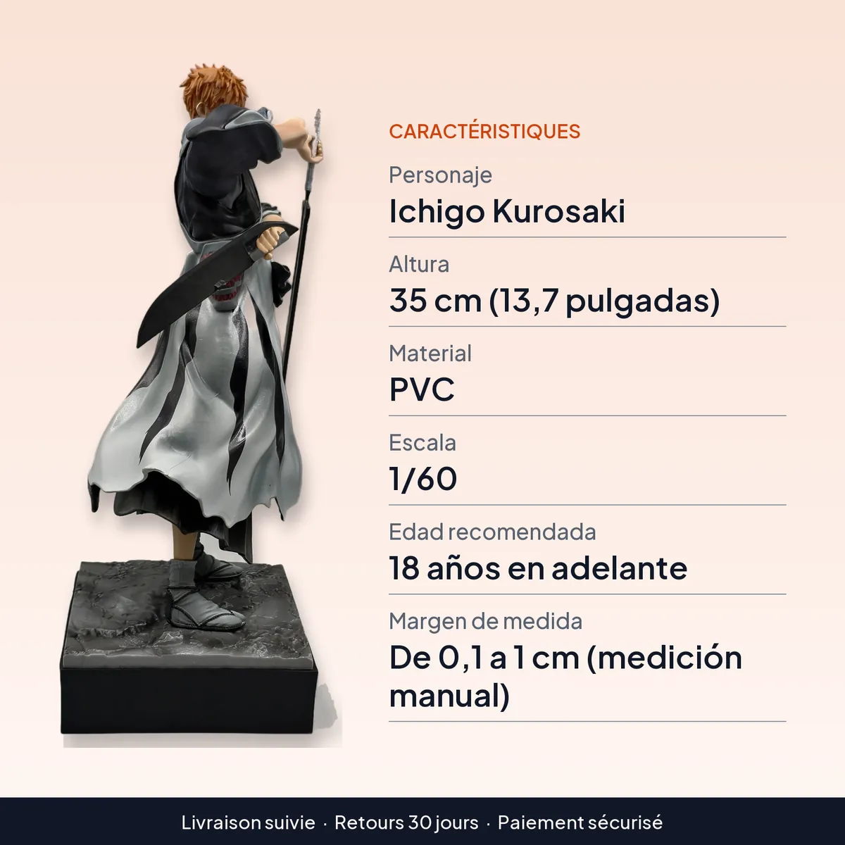 Figura de acción de Ichigo Kurosaki de 35 cm (13,7 pulgadas) en PVC : caractéristiques