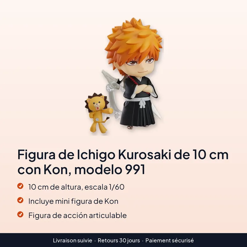 Figura chibi de Ichigo Kurosaki de 10 cm con Kon – Un formato para espacios pequeños