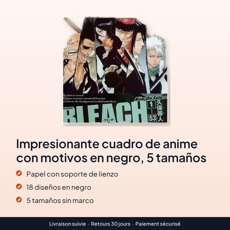 Cuadro de anime Bleach con diseños en negro para tu pared – De 15 × 20 a 50 × 70 cm
