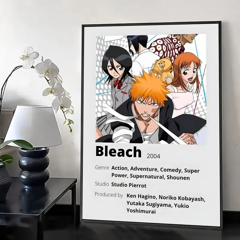 Cuadro de anime Bleach con diseños en negro para tu pared – Selecciona la medida