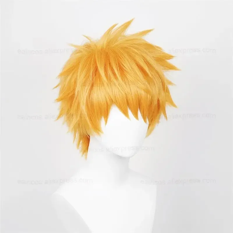 Peluca naranja corta de Ichigo para cosplay de 30 cm – Malla incluida para el cabello