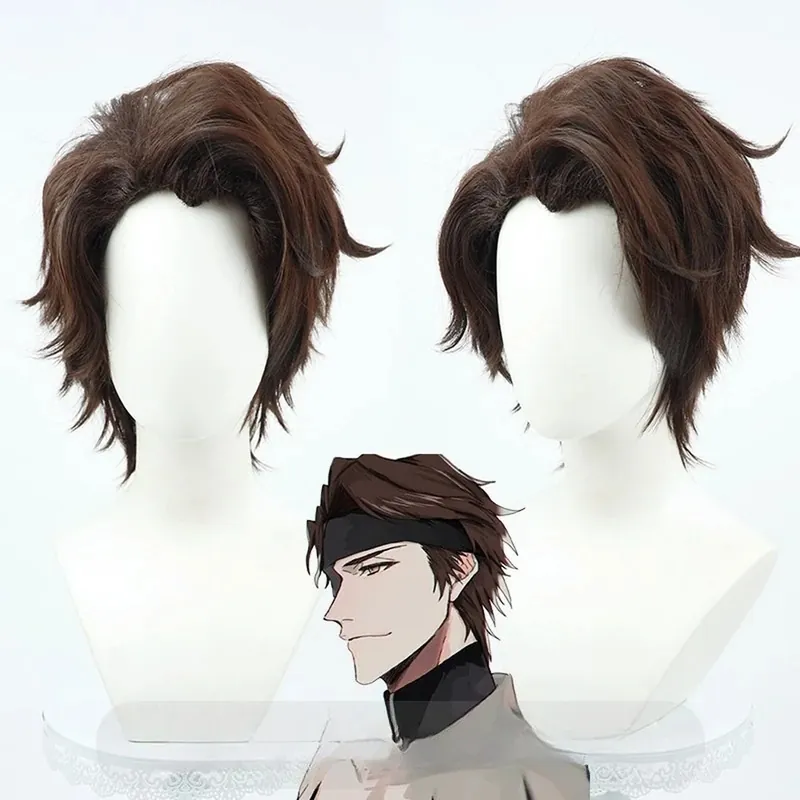 Peluca de Cosplay Sosuke Aizen de Bleach, pelo sintético unisex